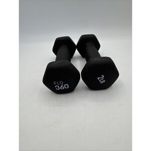 FLO 360 2 lb Neoprene Dumbbells Pair Black Hand Weights Exercise Fitness